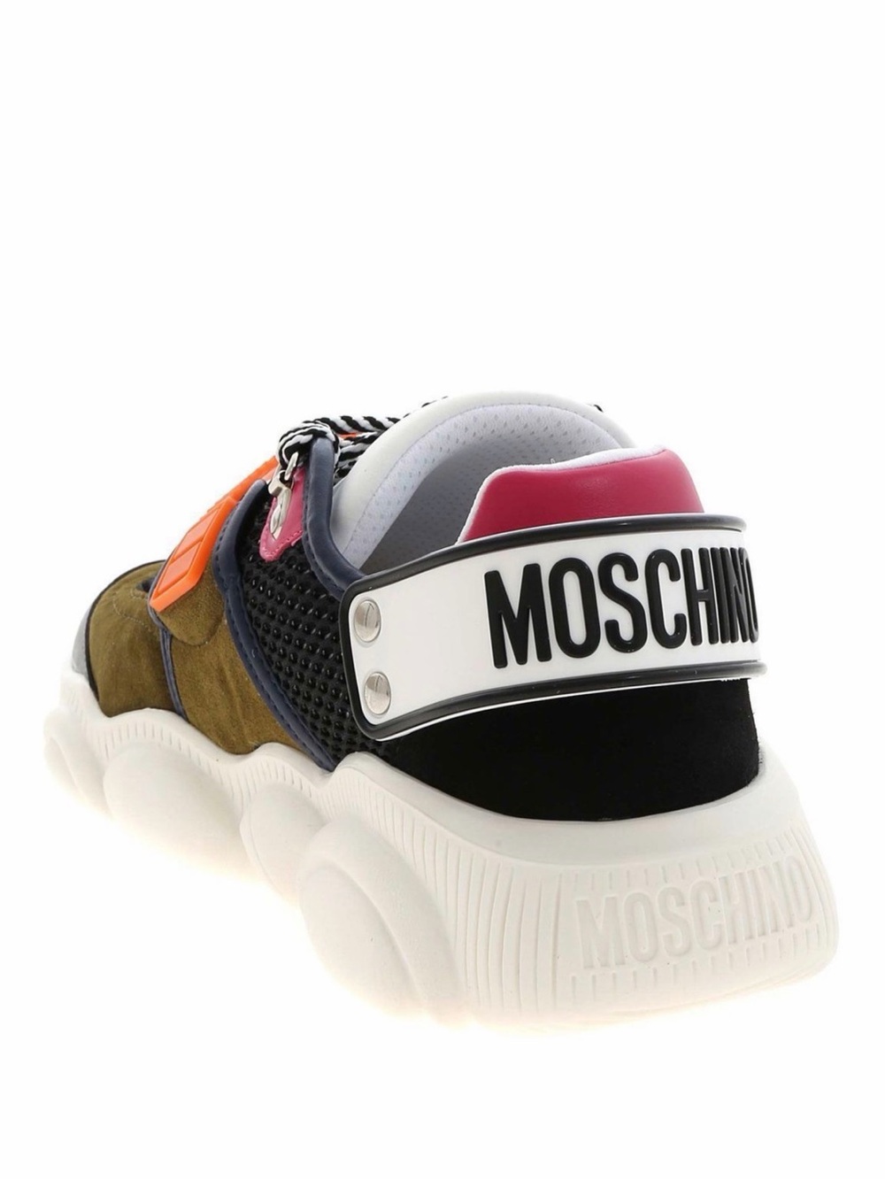 Moschino Olive, Black, Pink & Orange Chunky Logo Sneaker